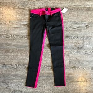 NWT Tripp NYC Black & Pink Split Leg Jeans